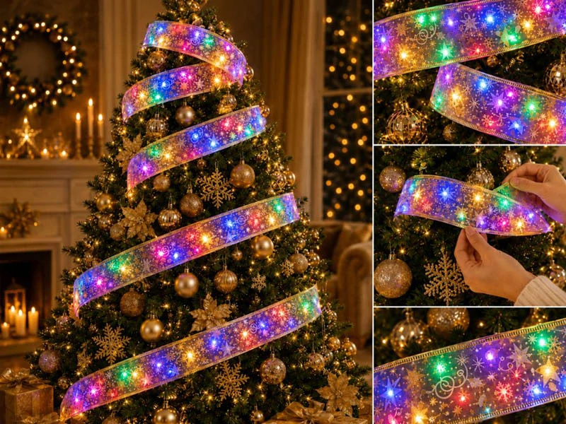 Vianočná LED stuha na stromček 4 m žltá