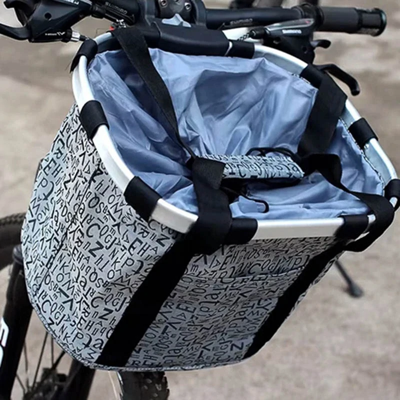 Predný košík na bicykel s rukoväťou sivý