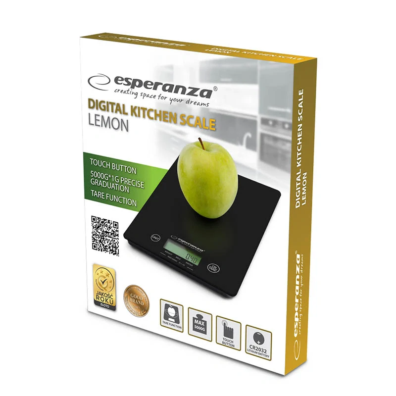 Digitálna kuchynská váha Esperanza LEMON Black do 5 kg
