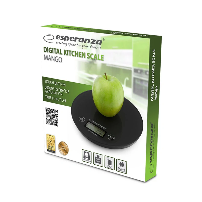 Okrúhla digitálna kuchynská váha Esperanza MANGO Black do 5 kg