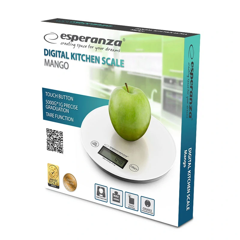 Okrúhla digitálna kuchynská váha Esperanza MANGO White do 5 kg