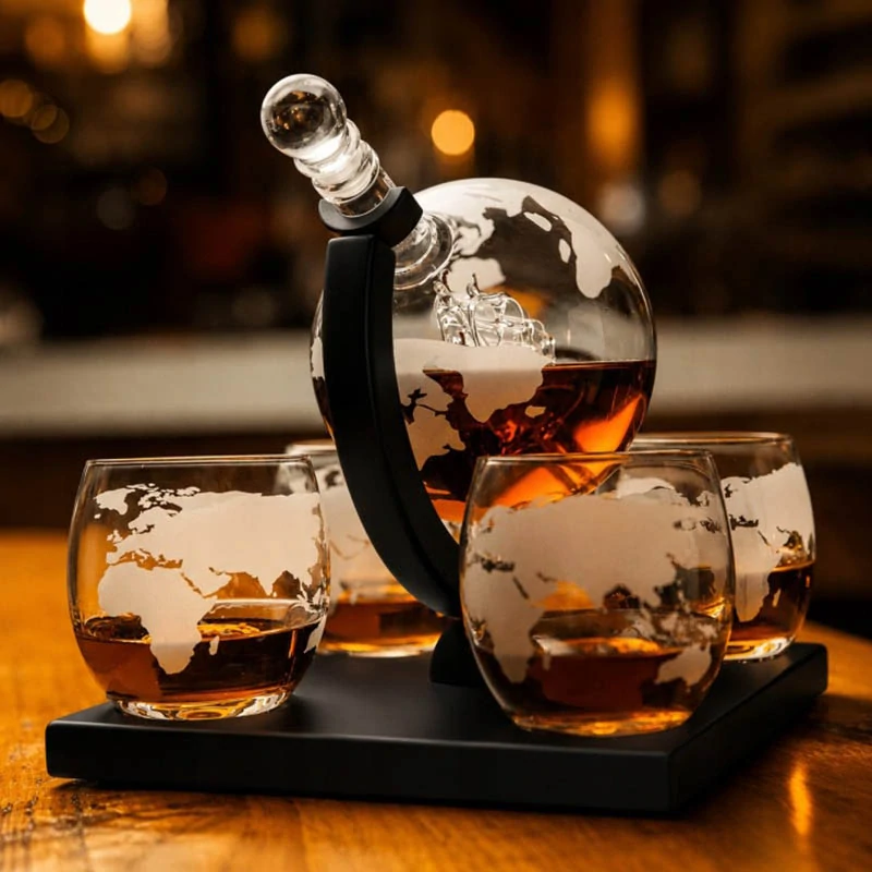 Karafa Globe 1000 ml so 4 pohármi na whisky
