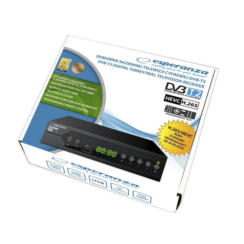 Digitálny prijímač DVB-T2 Esperanza EV107R