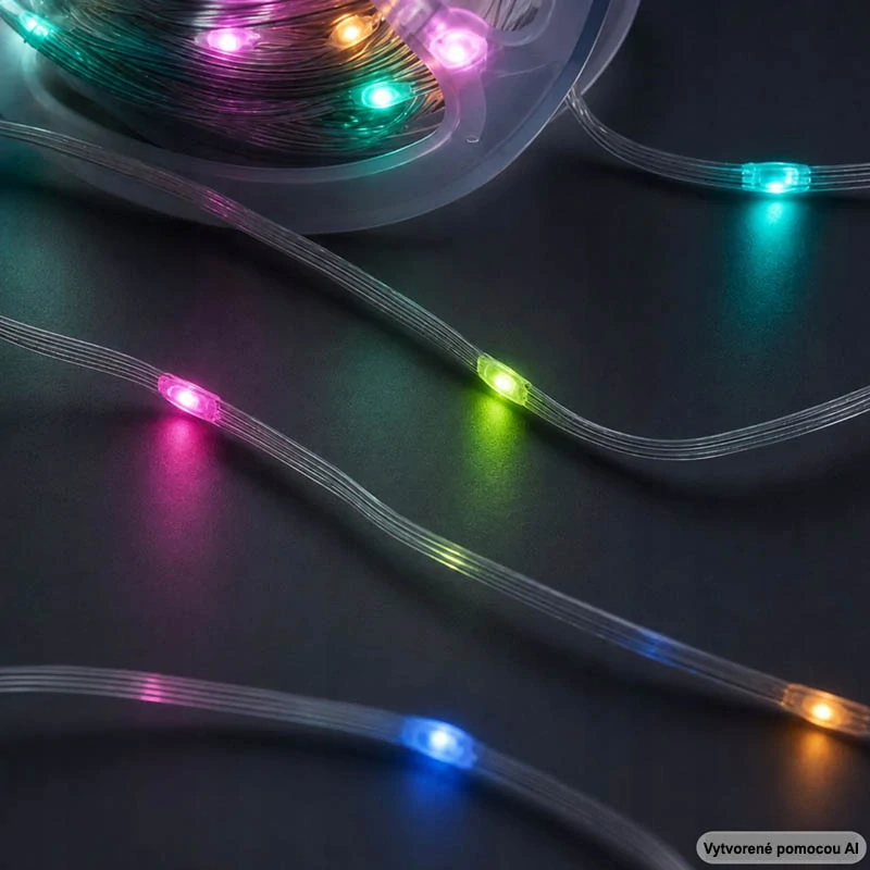 RGB LED svetelná reťaz 10 m USB s diaľkovým ovládaním, aplikáciou a Music Sync