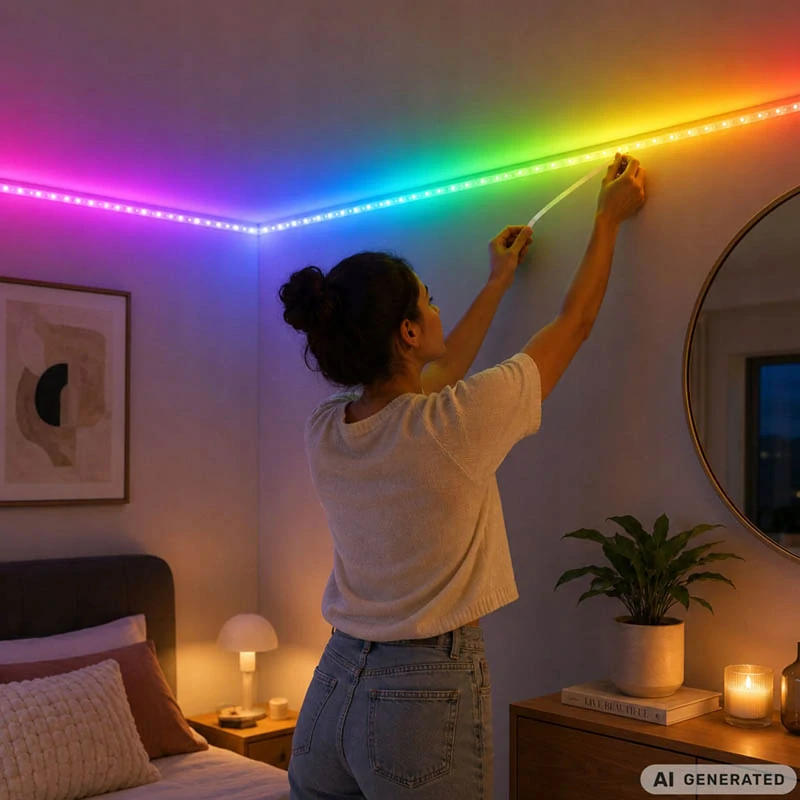 RGB LED pás 10 m 2835, 12 V, s aplikáciou, ovládačom a Music Sync
