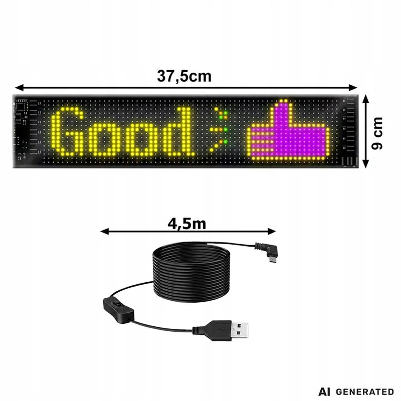 Programovateľný flexibilný LED panel 16 × 64 na sklo s aplikáciou