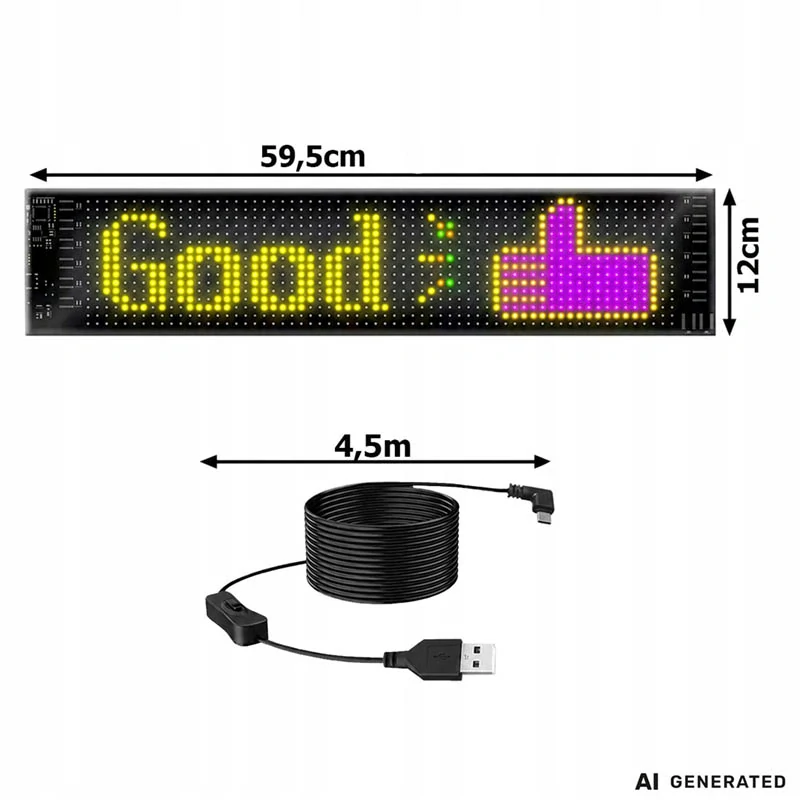 Flexibilný programovateľný LED panel 16 × 96 na sklo s aplikáciou