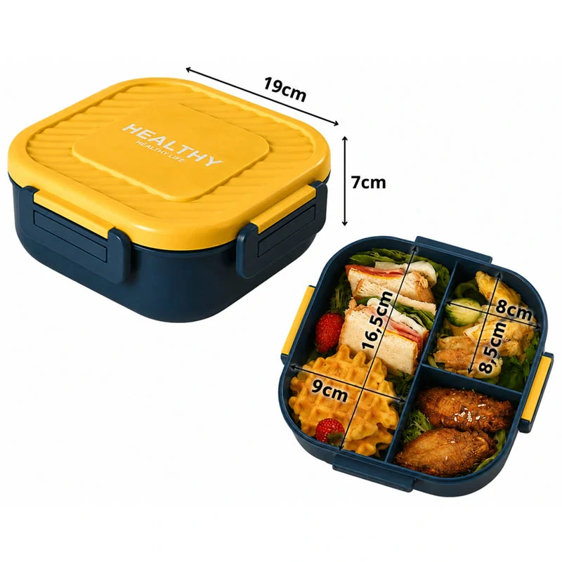 Lunch box s 3 priehradkami a príborom na desiatu aj obed zelený