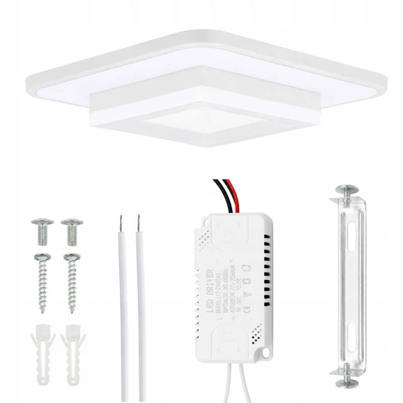 Stropné LED svietidlo biele 20 W 24 x 24 cm studená biela