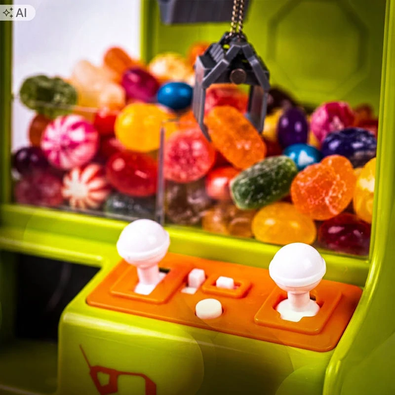 Detský automat na chytanie sladkostí s pazúrom a joystickmi