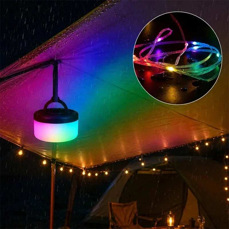 Kempingová LED girlanda 10 m s navíjacím mechanizmom a powerbankou