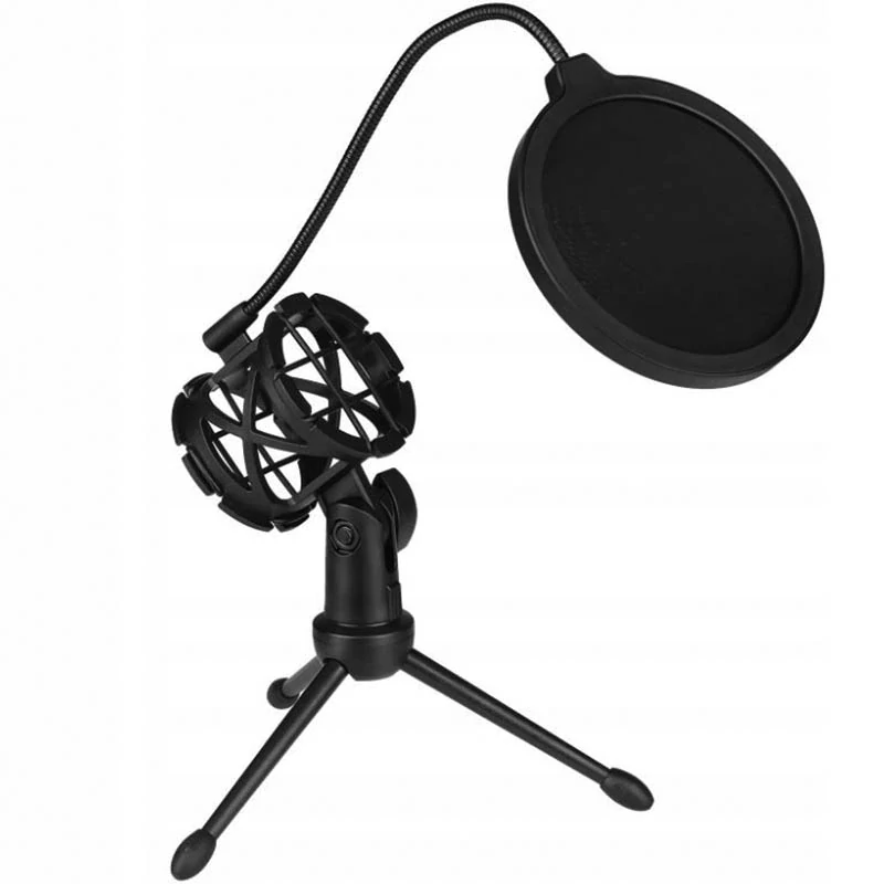 USB štúdiový mikrofón s RGB podsvietením, statívom a pop filtrom
