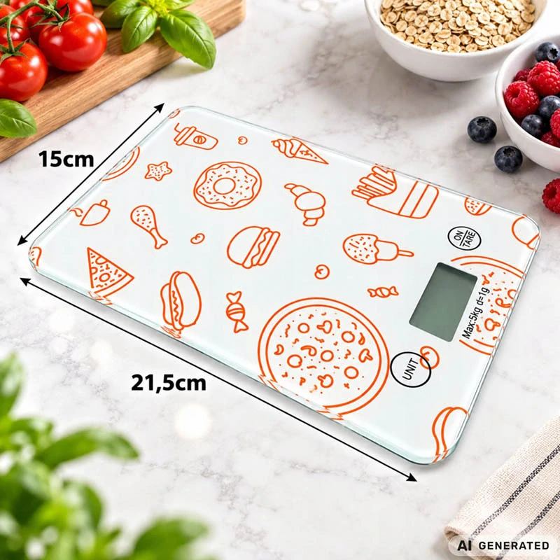 Elektronická kuchynská váha do 5 kg / 1 g sklenená