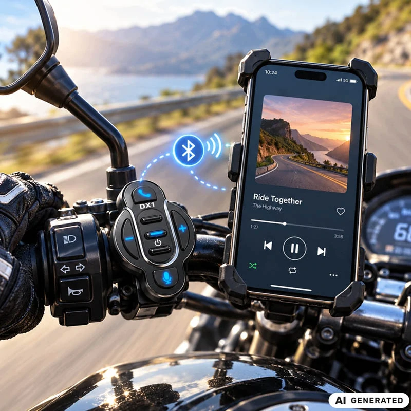 Bluetooth ovládač na riadidlá motocykla DX1 IPX6