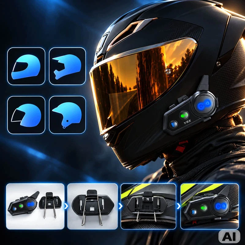 Motocyklový interkom Y8X Mesh Bluetooth pre 8 používateľov
