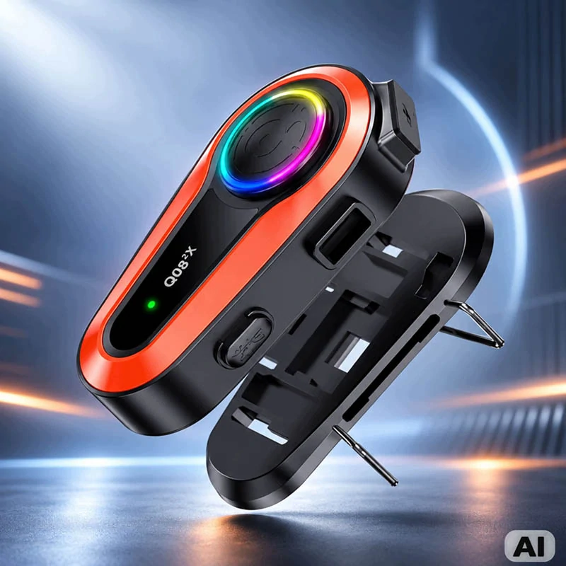 Motocyklový interkom Q08 2X Bluetooth s mikrofónom, RGB a USB-C