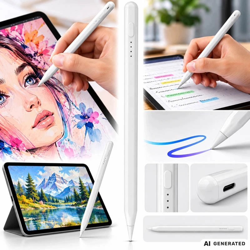 Aktívne dotykové pero na tablet a telefón – USB-C, 2 mm, biele