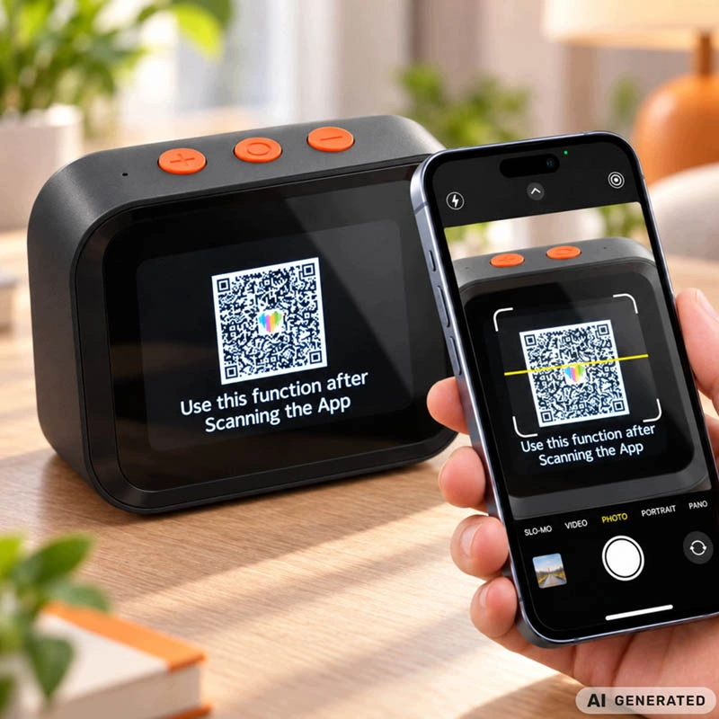 Inteligentný AI budík s dotykovým displejom, Bluetooth a reproduktorom čierny