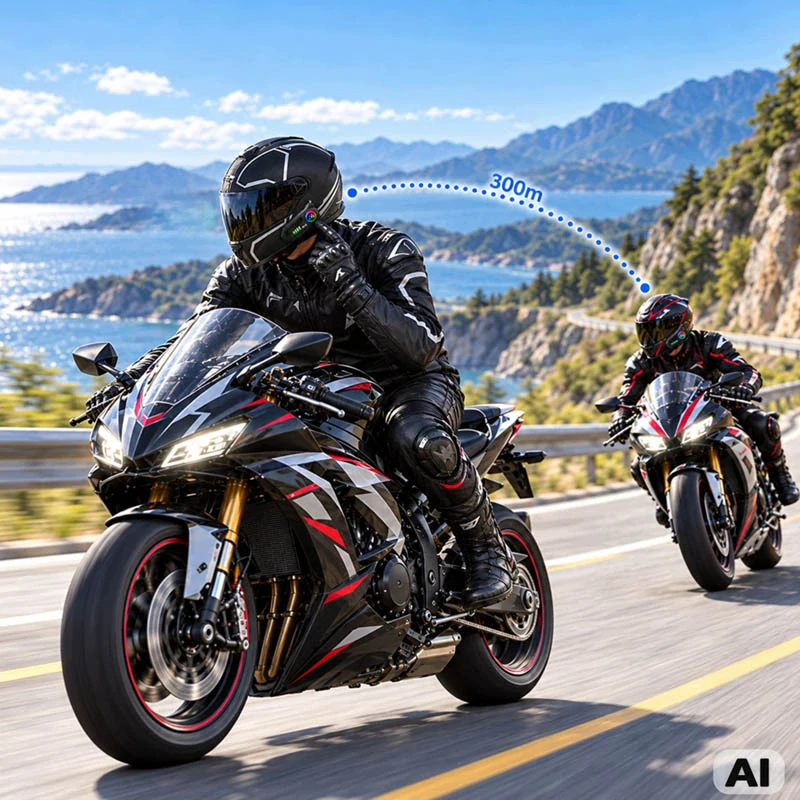 Motocyklový interkom U10 2X Bluetooth s mikrofónom, RGB a USB-C