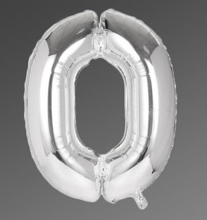 Nafukovací balón 100cm číslo 0 strieborný