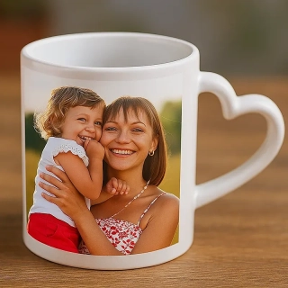 Hrnček 330ml na potlač s rúčkou srdce