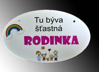 Tabuľka drevená elipsa 14x23cm Rodinka
