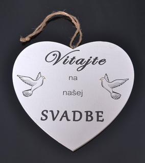 Tabuľka drevená srdce 20cm Svadba