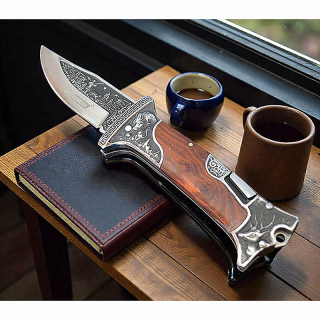 Lovecký nôž Kandar Hunter Wood I. s gravírovaním textu