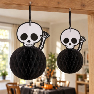 Závesné lebky na Halloween 28 a 23 cm – 2 ks
