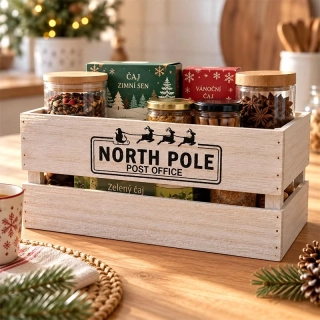 Drevený XXL úložný box NORTH POLE 34 × 18 × 17 cm