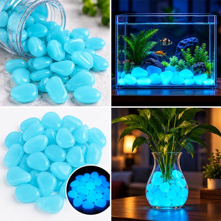 Fluorescenčné dekoratívne kamienky modré cca 100 ks