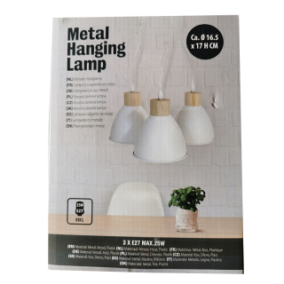 Kovová závesná lampa biela - Tri kalichy