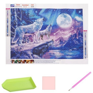 Diamantová výšivka Vlci