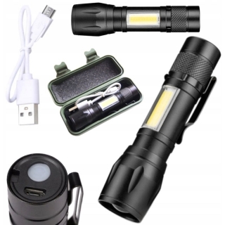 Vrecková baterka MINI LED ZOOM USB XPE COBE