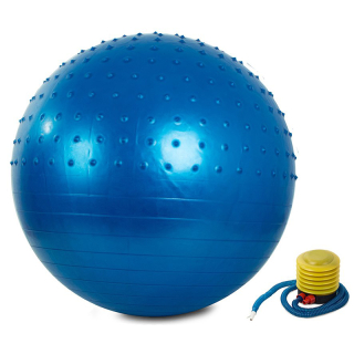 Masážna gymnastická lopta 65 cm s pumpou modrá
