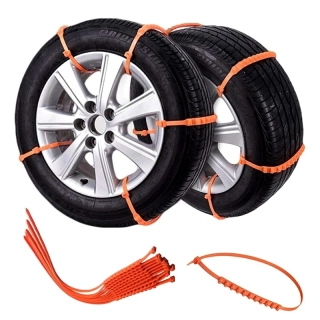 Umelé snehové reťaze na auto 10 ks oranžové