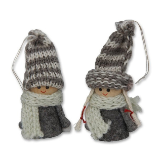 Vianočná postavičky na zavesenie 5cm - Párik Chlapec + dievča