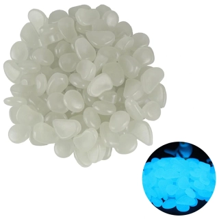 Fluorescenčné kamienky 100ks biele svietiace v tme