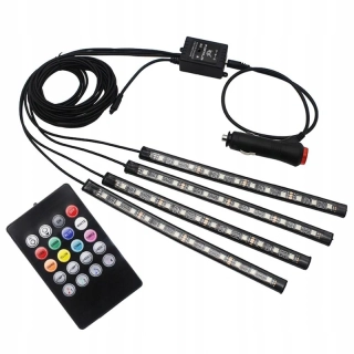 LED Osvetlenie interiéru auta 12V s diaľkovým ovládaním