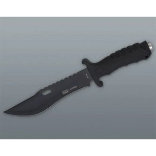 Poľovnícky nôž Columbia 33 cm s čiernou čepeľou a nylonovým puzdrom