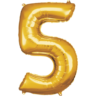 Nafukovací balón číslo 5 zlatý 86 cm