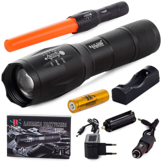 Výkonná LED baterka Bailong XM-L3-U3 so zoomom a signalizačnou nadstavbou