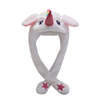 Unicorn - Klobúk s pohybujúcimi sa ušami biely