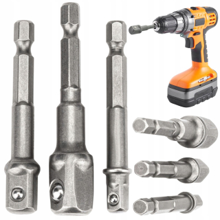 Sada redukcií na hlavice 1/4", 3/8", 1/2"