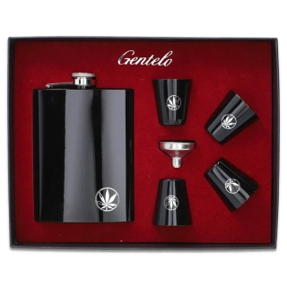 Gentelo Darčeková sada s ploskačkou 240ml, pohárikmi a lievikom Black