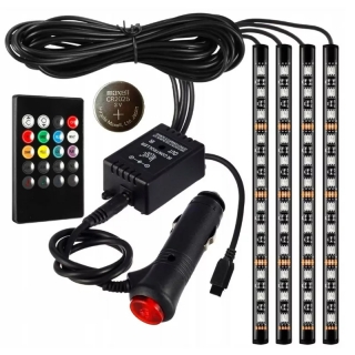 Osvetlenie interiéru auta RGB s diaľkovým ovládačom