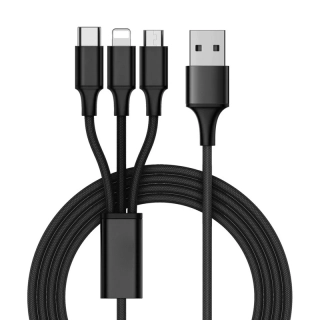 USB kábel 3v1 iPhone, Micro usb, Typ C 1,2m