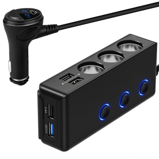 Rozdeľovač autozásuvky 12-24V 4xUSB-C