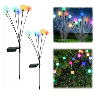 Sada 2ks solárnych záhradných lámp RGB 6LED 70cm so súmrakovým senzorom