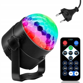 Diskotéková RGB guľa - projektor s diaľkovým ovládaním